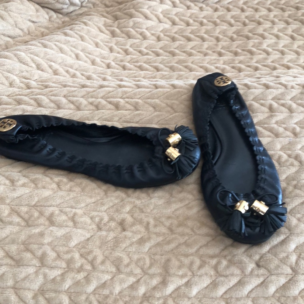 Tory Burch Black Leather Flats